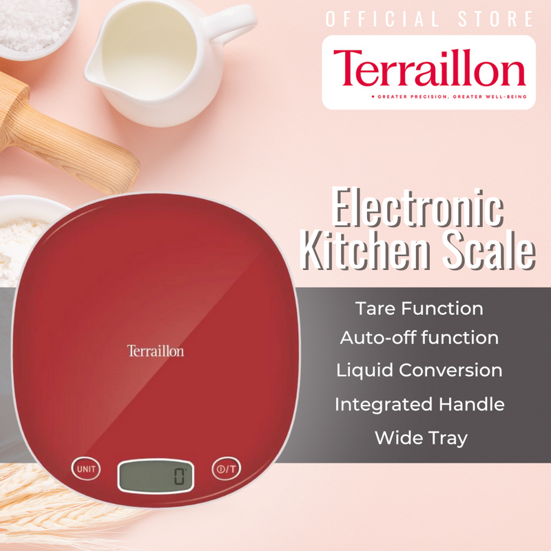 Terraillon Electronic Kitchen Scale Macaron Poppy Red