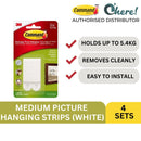 3M Command Medium Picture Hanging Strips (White), 4 Sets Of Strips / 1.4 Kg Per Set