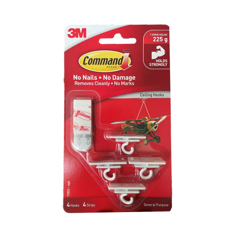 3M Command Party Ceiling Hook - 4 Hooks/4 Strips