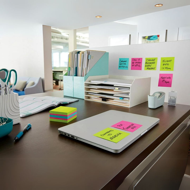 3M Post-it Super Sticky Notes Cube 2027-SSGFA, Bright Colours, 3 in x 3 in (76 mm x 76 mm), 1 Cube/Pack, 360 Sheets/Cube