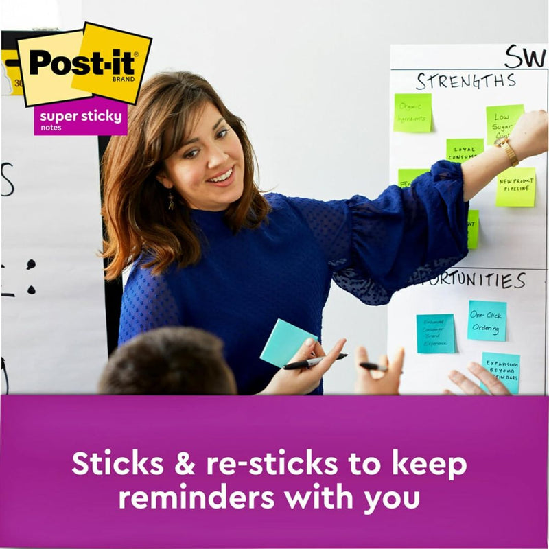 3M Post-it Super Sticky Notes Cube 2027-SSGFA, Bright Colours, 3 in x 3 in (76 mm x 76 mm), 1 Cube/Pack, 360 Sheets/Cube