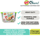 3M Scotch Brite Tough Clean Scrub Sponge Anti Bacterial With Container, 8 Sponges, 1 Container