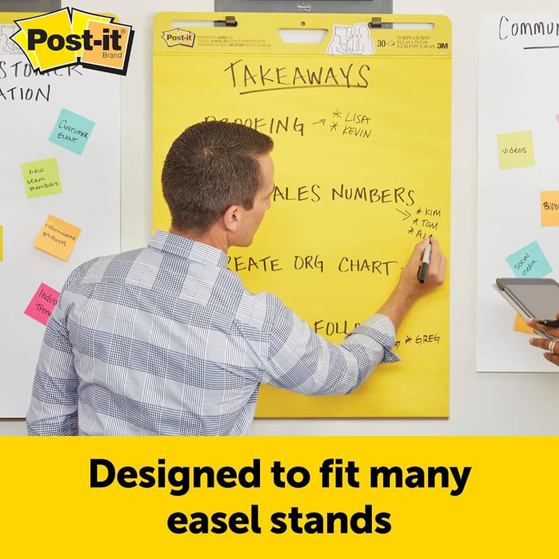 3M Post-it Super Sticky Yellow Easel Pad 559YWSS, 25" x 30", 1 Pad, 25 Sheets