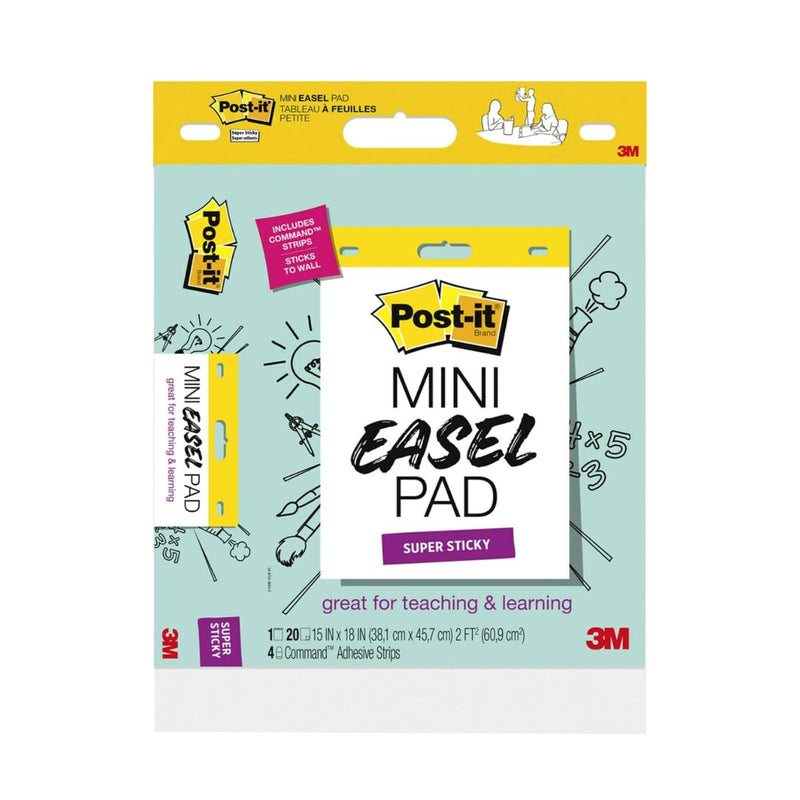 3M Post-it Super Sticky Mini Easel Pad 15" x 18", 20 Sheets/Pad