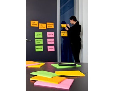 3M Post-it Super Sticky Ast Colours Notes 8" X 6" 4 Pad/Pack 45 Sheets/Pad Total 180 Sheets
