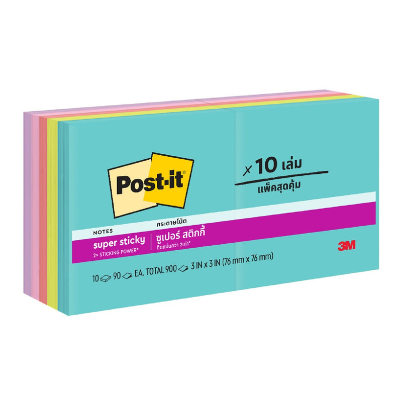 3M Post-it Super Sticky Note Supernova Collection 3x3 Inch 654-10SSMIA 10 Pads, 90 sheets/pad