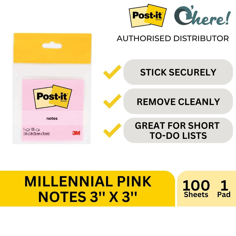 3M Post-it Notes HB 654-1, Positively Pink, TH/EN, 76 mm x 76 mm, 100 Sheets