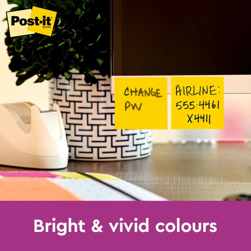 3M Post-it Super Sticky Notes 654-1SS3Y, Yellow, 76 mm x 76 mm, 90 sheets