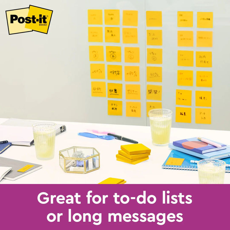 3M Post-it Super Sticky Notes 654-1SS3Y, Yellow, 76 mm x 76 mm, 90 sheets
