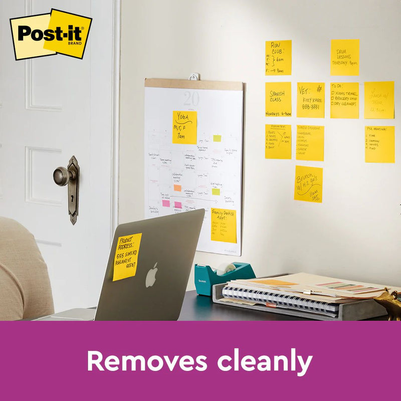 3M Post-it Super Sticky Notes 654-1SS3Y, Yellow, 76 mm x 76 mm, 90 sheets