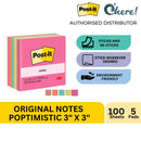 3M Post-it Sticky Note Poptimistic 3in x 3in, 5 Pads/Pack, 100 Sheets/Pad, Total 500 Sheets