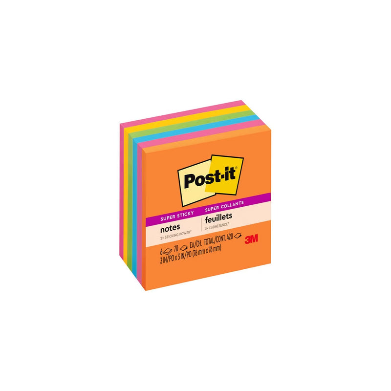3M Post-it Super Sticky Note Rio De Janeiro 3x3 inch 654-5SSAU 5 Pads/Pack, 90 Sheets/Pad
