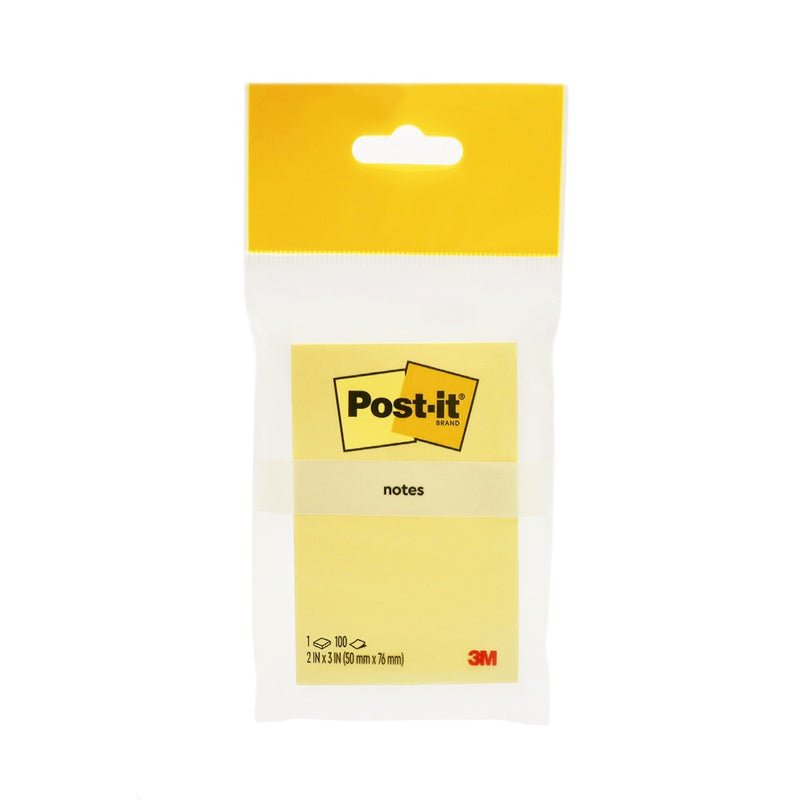 3M Post-it Notes HB 656-1, Canary Yellow, EN, 50 mm x 76 mm x 100 Sheets