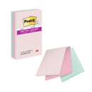 3M Post-it Super Sticky Recycled Notes, 4in x 6in, Bali Collection, Lined, 3 Pads/Pack, 90 Sheets/Pad, Total 270 Sheets