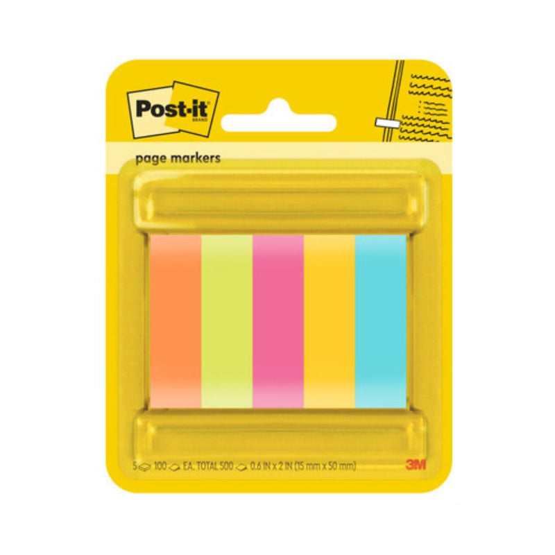 3M Post-it Page Markers 670-5ASST 15x50mm Assorted, Pack of 5, 100 Sheets/Pad