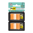 3M Post-it Tape Flags Orange Dual Dispenser 1'' x 1.71'', 100 Sheets, 680-OE2