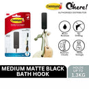 3M Command Bath Hook, Medium, Matte Black, 1 Hook 2 Strips per Pack, Bathroom Organization