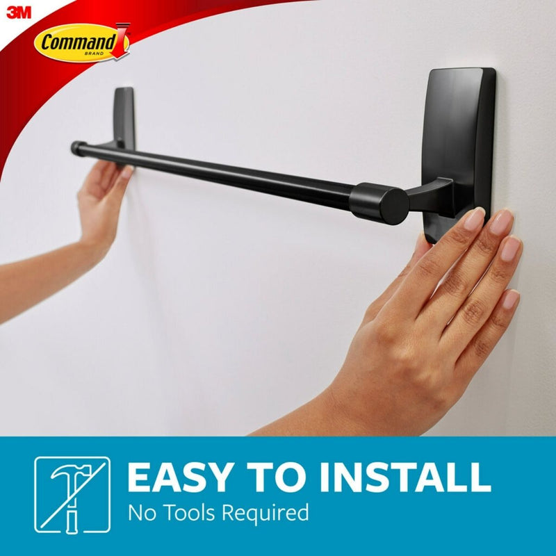3M Command Bathroom Matte Black Towel Bar, 2 Large Strips