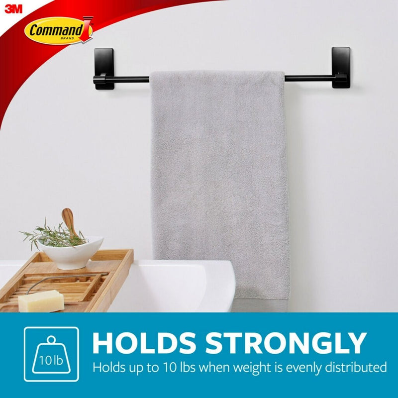 3M Command Bathroom Matte Black Towel Bar, 2 Large Strips