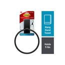 3M Command Bath Matte Black Towel Ring, 1 Towel Ring, 2 Strips
