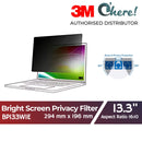 3M Bright Screen Privacy Filter For 13.3in Full Screen Laptop, 294mm x 196mm, 16:10, BP133W1E