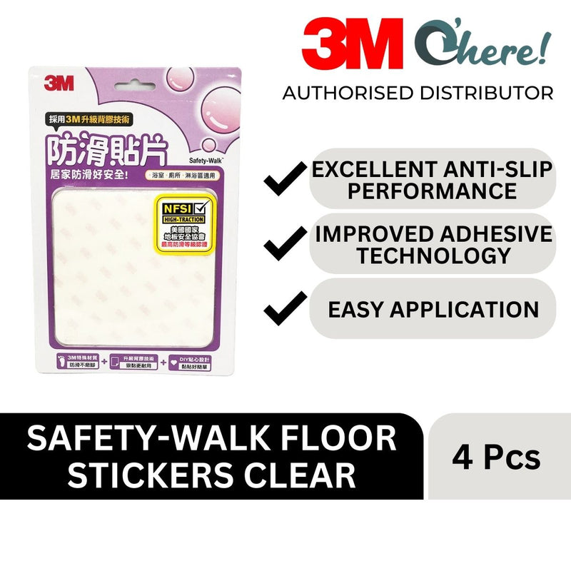 3M Safety-Walk Floor Stickers, Clear, 4Pcs