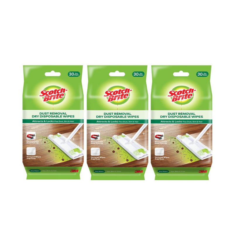 3M Scotch Brite Easy Sweeper Dry Wiper Value Pack 3x30 Sheets