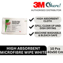 3M High Absorbent Microfibre Wipe, White, 40cm X 50cm, 10 Pcs/Bag
