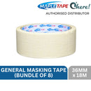 Maple General Masking Tape 18M, 24MM (12 Rolls) / 36MM (8 Rolls) / 48MM (6 Rolls)