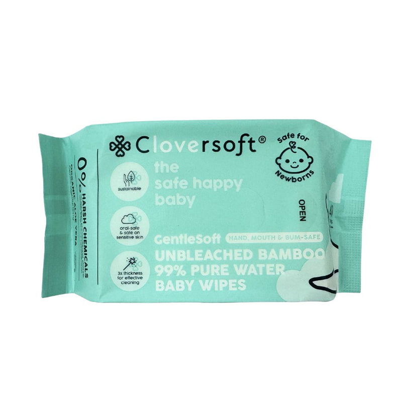 Cloversoft Unbleached Bamboo Pure Water Organic Baby Wipes 40 Sheets