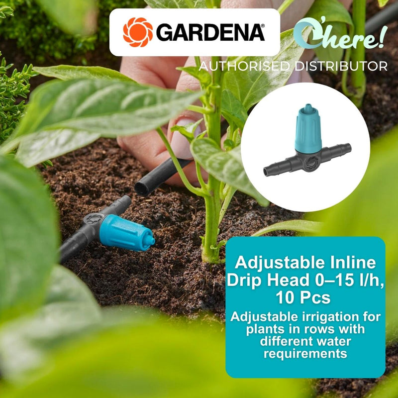 Gardena Micro-Drip-System Adjustable Inline Drip Head 0–15 l/h, 10 Pcs