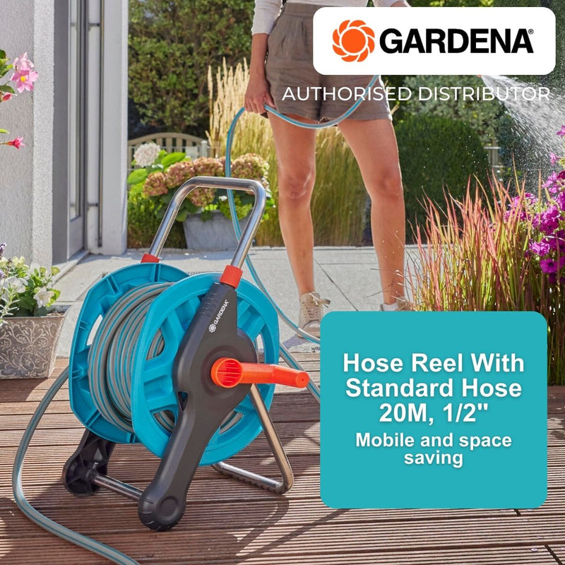 Gardena Hose Reel with Standard Hose 20 Meter 1/2'' with Fittings