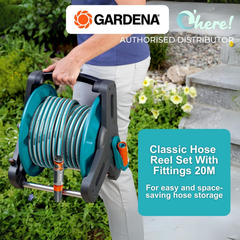 Gardena Classic Hose Reel Set With Fitting 20M Hose