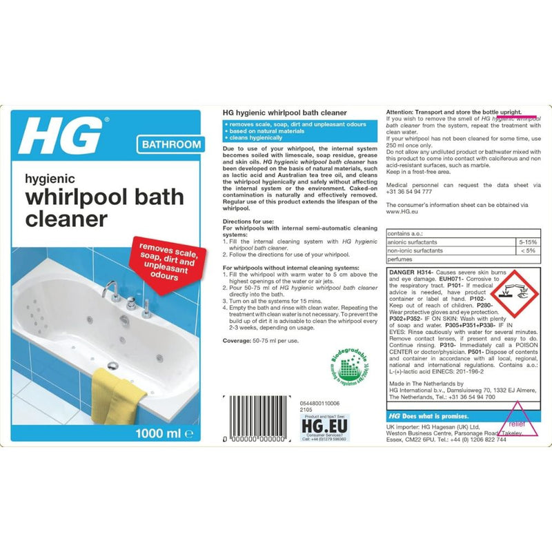 HG Hygienic Whirlpool Bath Cleaner 1L