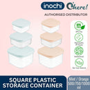 INOCHI Hokkaido Square Plastic Food Container Box 500/750/1000 ml, Mint/Orange