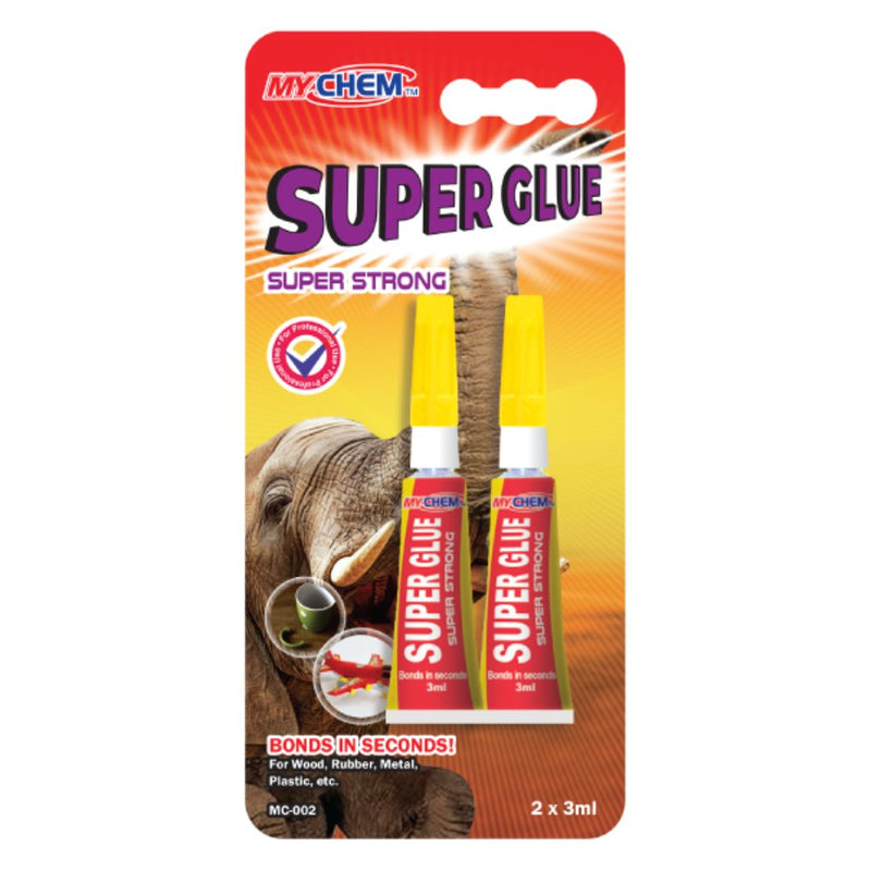 MYCHEM Super Glue Cyanoacrylate Adhesive Twin Pack, 2 x 3ml