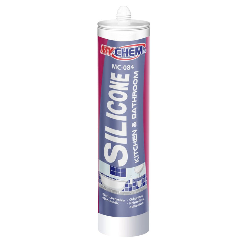 MYCHEM Silicone Sealant Kitchen & Bathroom, 320g, White and Clear