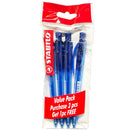 Stabilo 308 Liner Retractable Fine Tip Ballpoint Pens Non Grip, Pack of 4, Blue/Black