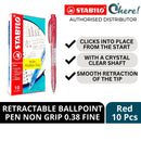Stabilo 308 Liner Retractable Fine Tip Ballpoint Pens Non Grip, Box Of 10, Red/Blue/Black