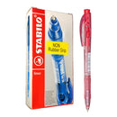 Stabilo 308 Liner Retractable Fine Tip Ballpoint Pens Non Grip, Box Of 10, Red/Blue/Black