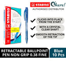 Stabilo 308 Liner Retractable Fine Tip Ballpoint Pens Non Grip, Box Of 10, Red/Blue/Black