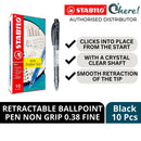 Stabilo 308 Liner Retractable Fine Tip Ballpoint Pens Non Grip, Box Of 10, Red/Blue/Black