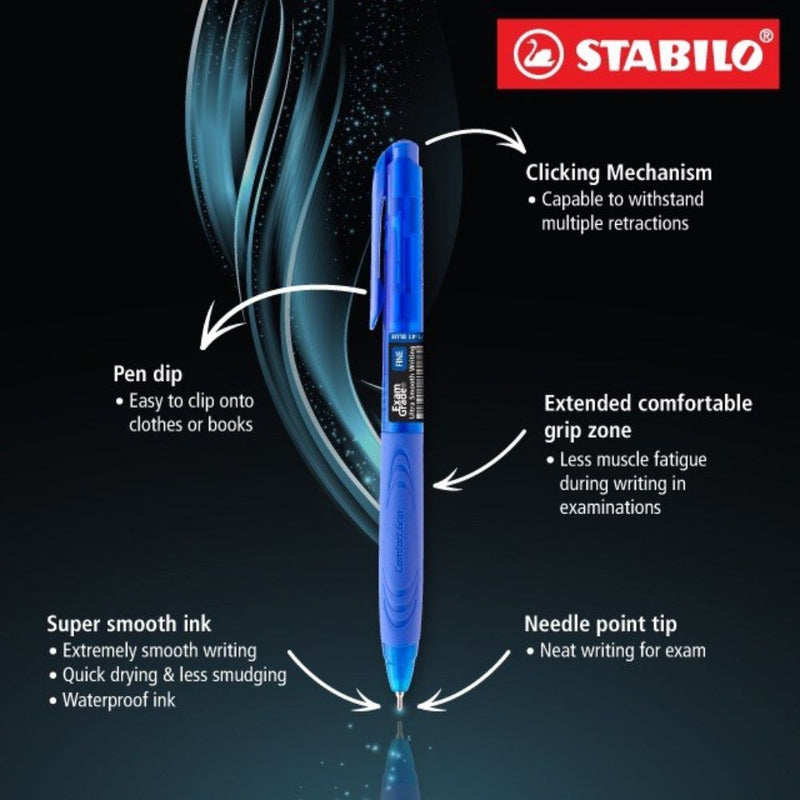Stabilo Exam Grade Ball Pen 0.7mm Retractable Blue