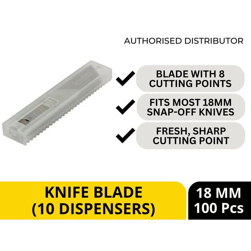 Stanley 18mm Quick-Point Knife Blade 11-301H, 10 Dispensers, 100 Blades/box