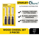 Stanley Wood Chisel Set 3 Pcs, 1/2"-3/4"-1"