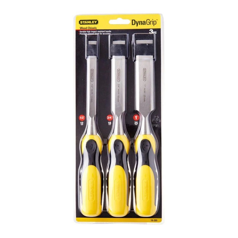 Stanley 16-285 Dynagrip Wood Chisel 3pcs Set, 1/2"-3/4"-1"