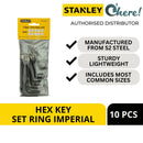 Stanley 69-230 10Pc Hex Key Set Ring Set Imperial