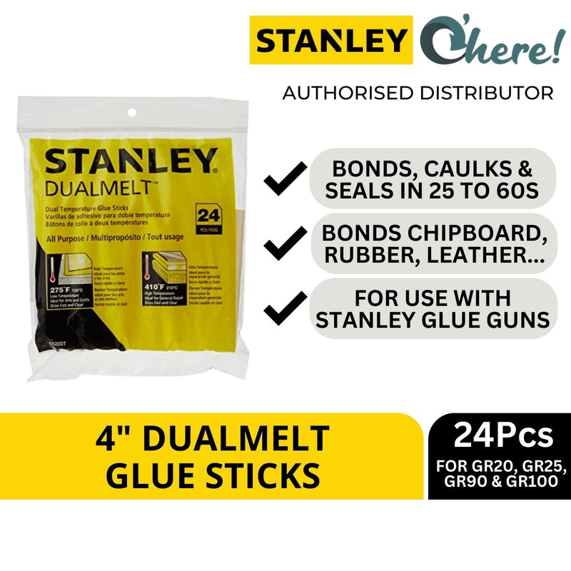Stanley Dual Melt Glue Stick 4 inches, 24 Pcs