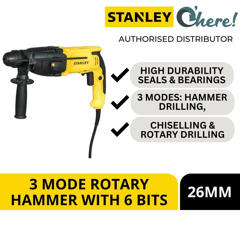 Stanley 800W 26mm 3 Mode Rotary Hammer Drill SHR263KA-XD