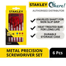 Stanley 6 Pcs Metal Precision Screwdriver Set